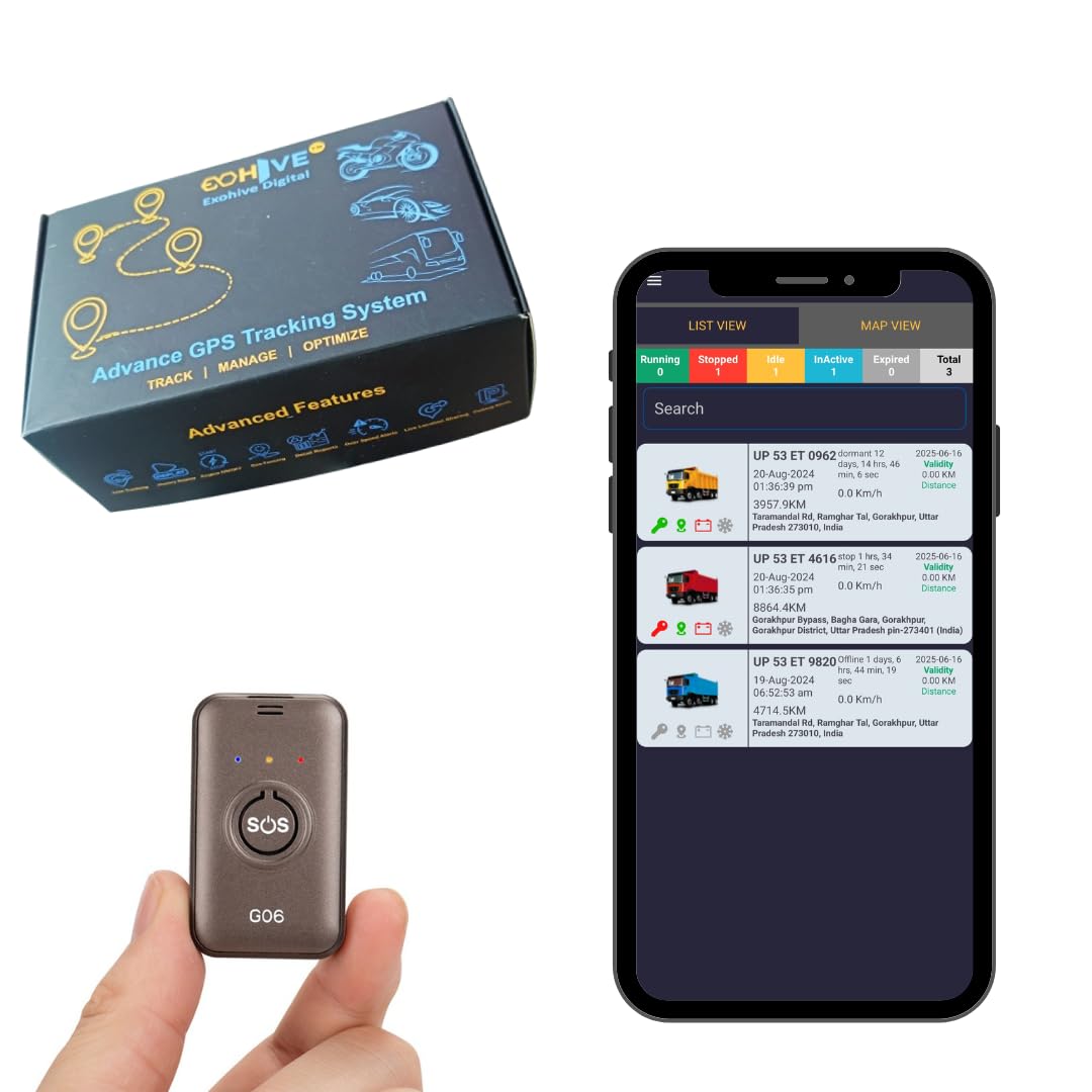 Exohive Digital™ G06 Mini Hidden GPS Tracker  Real-Time Tracking | Free 1-Year SIM Data Plan | Compact & Rechargeable | For Car, Bike, Kids