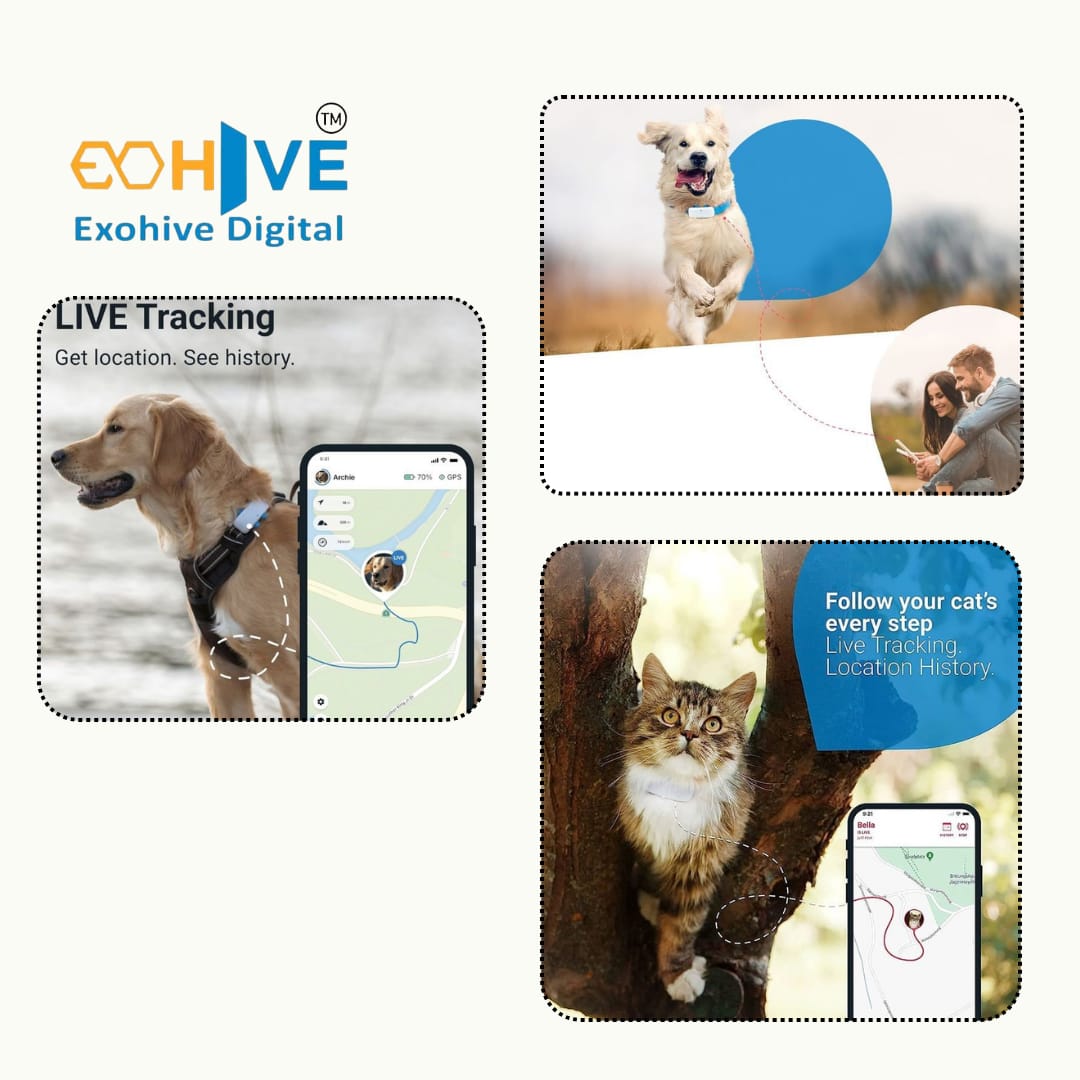 Exohive Digital™ Smart Pet GPS Tracker – Keep Your Pets Safe, Anytime, Anywhere!