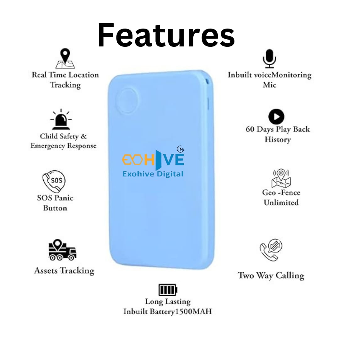 Exohive Digital™ 2G ID Card GPS Tracker – Real-Time Location Tracking | SOS Alerts | 1 Year Subscription & SIM Included | Compact & Lightweight