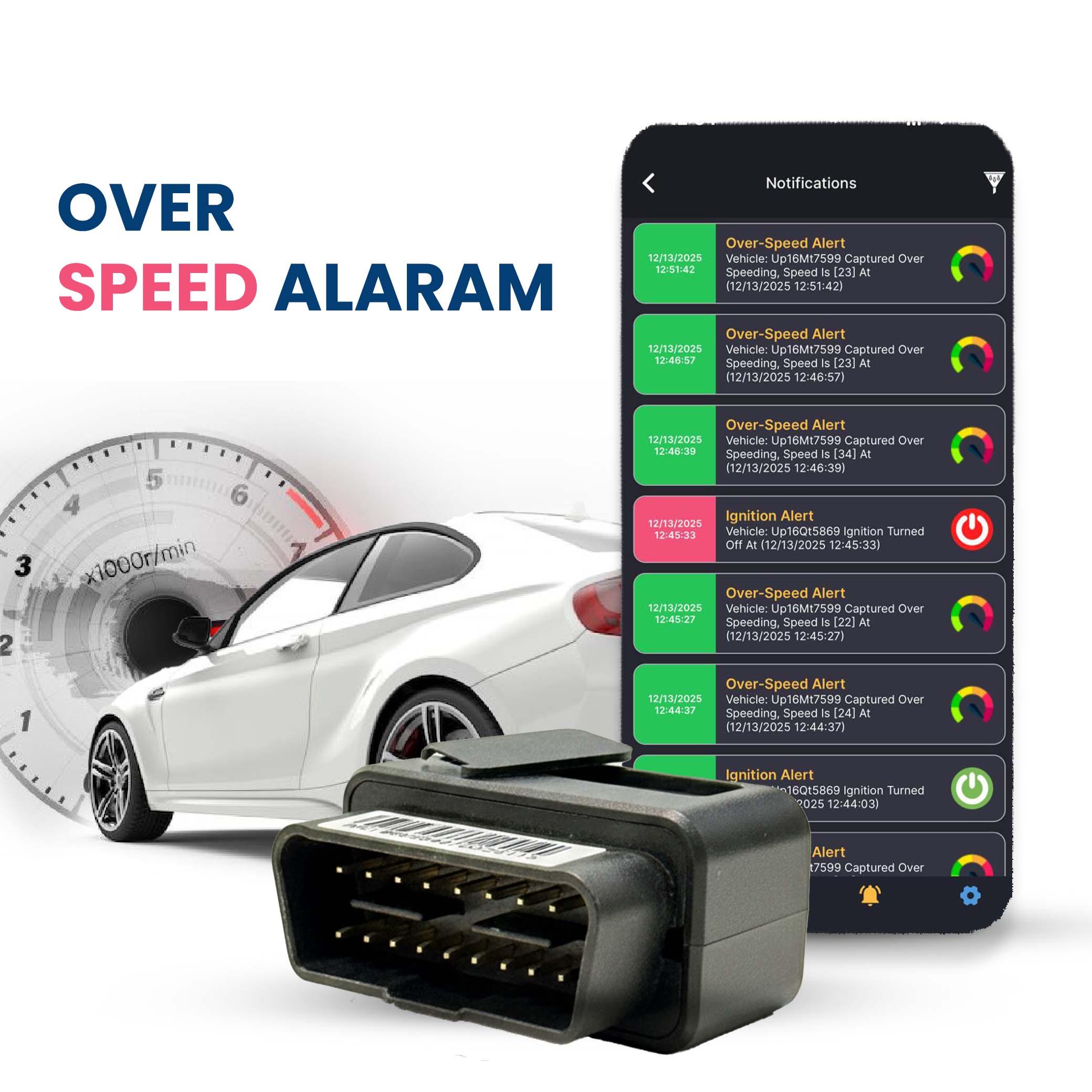 Exohive Digital™ Smart OBD GPS Tracker for Car | Plug & Play Real-Time Vehicle Tracking | Geo-Fencing Alerts | Route History | 1-Year Free Subscription