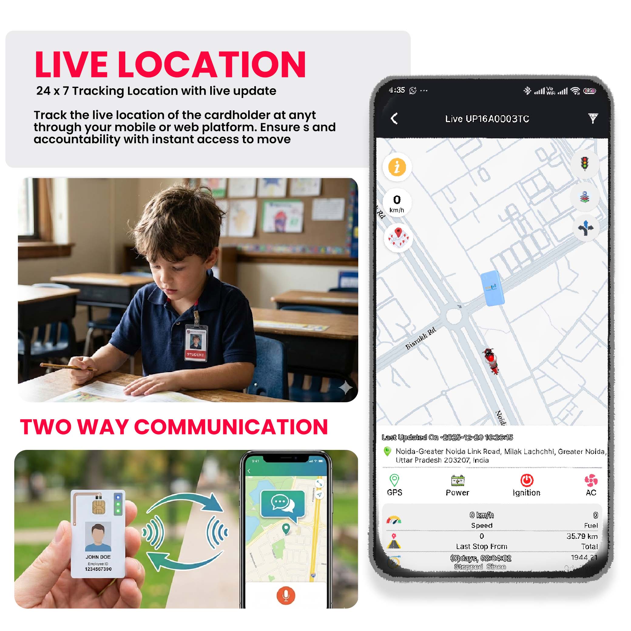 Exohive Digital™ 2G ID Card GPS Tracker – Real-Time Location Tracking | SOS Alerts | 1 Year Subscription & SIM Included | Compact & Lightweight