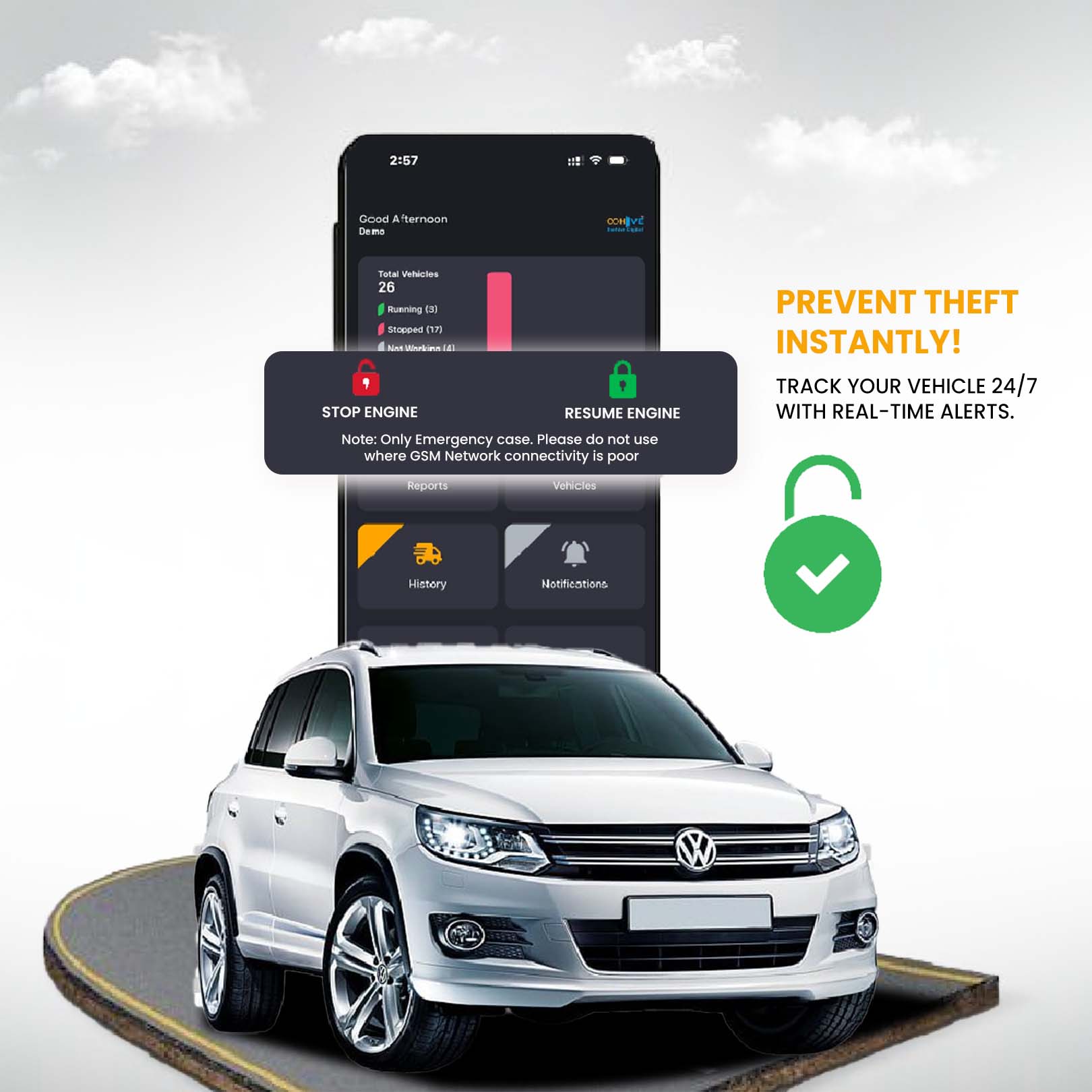 Exohive Digital™ ProSecure GPS Tracker | Engine Immobilizer + AC Control | Live Tracking | Advanced Anti-Theft System for Vehicles